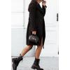 image:imageCHARTOU Women Lapel Pea Coat Winter Jacket Single Breasted Mid Long Overcoat Wool Coat Peacoat with BeltBlack