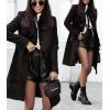 image:imageCHARTOU Women Lapel Pea Coat Winter Jacket Single Breasted Mid Long Overcoat Wool Coat Peacoat with BeltBlack