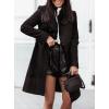 image:imageCHARTOU Women Lapel Pea Coat Winter Jacket Single Breasted Mid Long Overcoat Wool Coat Peacoat with BeltBlack