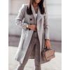 image:imageCHARTOU Women Lapel Pea Coat Winter Jacket Single Breasted Mid Long Overcoat Wool Coat Peacoat with BeltGrey