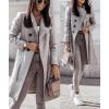 image:imageCHARTOU Women Lapel Pea Coat Winter Jacket Single Breasted Mid Long Overcoat Wool Coat Peacoat with BeltGrey