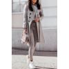 image:imageCHARTOU Women Lapel Pea Coat Winter Jacket Single Breasted Mid Long Overcoat Wool Coat Peacoat with BeltGrey