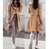 image:imageCHARTOU Women Lapel Pea Coat Winter Jacket Single Breasted Mid Long Overcoat Wool Coat Peacoat with BeltKhaki