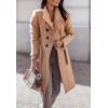 image:imageCHARTOU Women Lapel Pea Coat Winter Jacket Single Breasted Mid Long Overcoat Wool Coat Peacoat with BeltKhaki