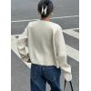 image:imageCHARTOU Women Leopard Trim Wool Coat Jacket Fall Winter Oversized Crewneck Single Breasted OutwearApricot