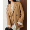 image:imageCHARTOU Women Midi Winter Pea Coat Plaid Tweed Wool Jacket Blazer OutwearCamel