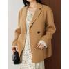 image:imageCHARTOU Women Midi Winter Pea Coat Plaid Tweed Wool Jacket Blazer OutwearCamel
