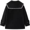 image:imageCHARTOU Women Oversized Pea Coat Winter Contrast Trim Lapel Collar Wool Blend Trench Jacket with PocketsBlack