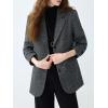 image:imageCHARTOU Women Vintage Herringbone Blazer Jacket Fall Winter Wool Lapel Single Breasted Business Casual Work CoatGrey