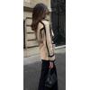 image:imageCHARTOU Women Winter Collarless Contrast Trim Wool Blend Pea Coat Jacket Wrap Coat with BeltCamel