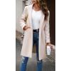image:imageCHARTOU Womens Casual Long Blazer Jacket Wool Blend 1 Button Loose Fit Trench Pea CoatApricot