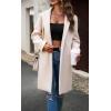image:imageCHARTOU Womens Casual Long Blazer Jacket Wool Blend 1 Button Loose Fit Trench Pea CoatApricot