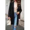 image:imageCHARTOU Womens Casual Long Blazer Jacket Wool Blend 1 Button Loose Fit Trench Pea CoatBlack