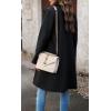 image:imageCHARTOU Womens Casual Long Blazer Jacket Wool Blend 1 Button Loose Fit Trench Pea CoatBlack