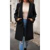 image:imageCHARTOU Womens Casual Long Blazer Jacket Wool Blend 1 Button Loose Fit Trench Pea CoatBlack