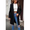 image:imageCHARTOU Womens Casual Long Blazer Jacket Wool Blend 1 Button Loose Fit Trench Pea CoatBlack
