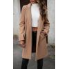 image:imageCHARTOU Womens Casual Long Blazer Jacket Wool Blend 1 Button Loose Fit Trench Pea CoatKhaki