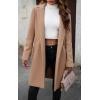 image:imageCHARTOU Womens Casual Long Blazer Jacket Wool Blend 1 Button Loose Fit Trench Pea CoatKhaki