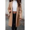 image:imageCHARTOU Womens Casual Long Blazer Jacket Wool Blend 1 Button Loose Fit Trench Pea CoatKhaki
