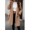 image:imageCHARTOU Womens Casual Long Blazer Jacket Wool Blend 1 Button Loose Fit Trench Pea CoatKhaki