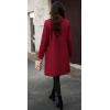 image:imageCHARTOU Womens Casual Long Blazer Jacket Wool Blend 1 Button Loose Fit Trench Pea CoatWine