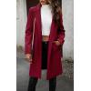 image:imageCHARTOU Womens Casual Long Blazer Jacket Wool Blend 1 Button Loose Fit Trench Pea CoatWine