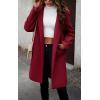 image:imageCHARTOU Womens Casual Long Blazer Jacket Wool Blend 1 Button Loose Fit Trench Pea CoatWine