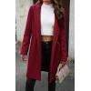 image:imageCHARTOU Womens Casual Long Blazer Jacket Wool Blend 1 Button Loose Fit Trench Pea CoatWine