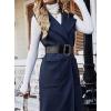 image:imageCHARTOU Womens Elegant Sleeveless Wool Blend Open Front Cardigan Vest Overcoat JacketNavy