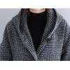 image:imageCHARTOU Womens Houndstooth Hooded Long Coat Single Breasted Plaid Oversized Wool Trench Jacket with PocketsBlack