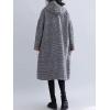 image:imageCHARTOU Womens Houndstooth Hooded Long Coat Single Breasted Plaid Oversized Wool Trench Jacket with PocketsBlack