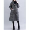 image:imageCHARTOU Womens Houndstooth Hooded Long Coat Single Breasted Plaid Oversized Wool Trench Jacket with PocketsBlack