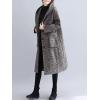 image:imageCHARTOU Womens Houndstooth Hooded Long Coat Single Breasted Plaid Oversized Wool Trench Jacket with PocketsCoffee