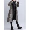 image:imageCHARTOU Womens Houndstooth Hooded Long Coat Single Breasted Plaid Oversized Wool Trench Jacket with PocketsCoffee