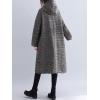 image:imageCHARTOU Womens Houndstooth Hooded Long Coat Single Breasted Plaid Oversized Wool Trench Jacket with PocketsCoffee