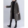 image:imageCHARTOU Womens Houndstooth Hooded Long Coat Single Breasted Plaid Oversized Wool Trench Jacket with PocketsCoffee