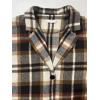 image:imageCHARTOU Womens Plaid Shacket Causal Notched Collar Wool Blend Tartan Blazer Trench CoatBrown