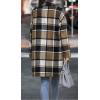 image:imageCHARTOU Womens Plaid Shacket Causal Notched Collar Wool Blend Tartan Blazer Trench CoatBrown
