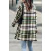 image:imageCHARTOU Womens Plaid Shacket Causal Notched Collar Wool Blend Tartan Blazer Trench CoatGreen
