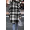 image:imageCHARTOU Womens Plaid Shacket Causal Notched Collar Wool Blend Tartan Blazer Trench CoatGrey