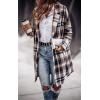 image:imageCHARTOU Womens Plaid Shacket Causal Notched Collar Wool Blend Tartan Blazer Trench CoatKhaki