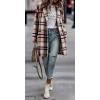 image:imageCHARTOU Womens Plaid Shacket Causal Notched Collar Wool Blend Tartan Blazer Trench CoatPink