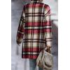 image:imageCHARTOU Womens Plaid Shacket Causal Notched Collar Wool Blend Tartan Blazer Trench CoatRed
