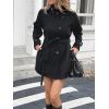 image:imageCHARTOU Womens Stand Collar Midi Coat Asymmetrical Single Breasted Wool Jacket Fall Winter OutfitsBlack