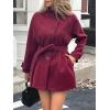 image:imageCHARTOU Womens Stand Collar Midi Coat Asymmetrical Single Breasted Wool Jacket Fall Winter OutfitsWine