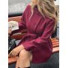 image:imageCHARTOU Womens Stand Collar Midi Coat Asymmetrical Single Breasted Wool Jacket Fall Winter OutfitsWine