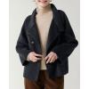 image:imageCHARTOU Womens Stand Collar Wool Coat Cropped Double Breasted Trench Coat Winter Chic Short Tweed JacketBlack
