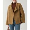 image:imageCHARTOU Womens Stand Collar Wool Coat Cropped Double Breasted Trench Coat Winter Chic Short Tweed JacketVanilla Yellow
