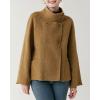 image:imageCHARTOU Womens Stand Collar Wool Coat Cropped Double Breasted Trench Coat Winter Chic Short Tweed JacketVanilla Yellow