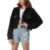 image:imageCHARTOU Womens Waffle Knit Shirt Button Down Long Sleeve Cropped Overshirt Jacket ShacketBlack